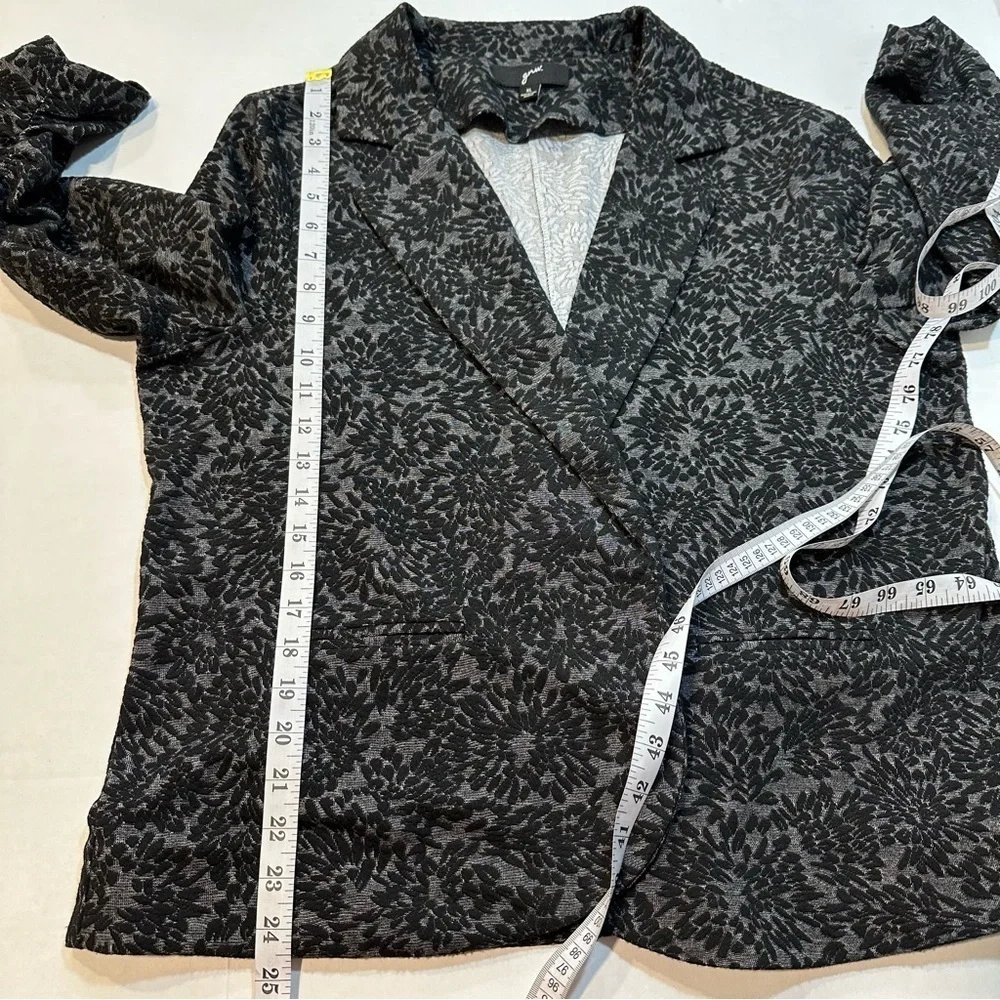 GNW Black Gray Jacket Open Front 3/4 Ruched Sleeve Size XL B34#56